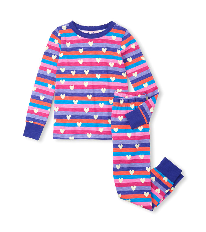 Hatley Hatley Pajama Set Stripes and Hearts Rose Violet