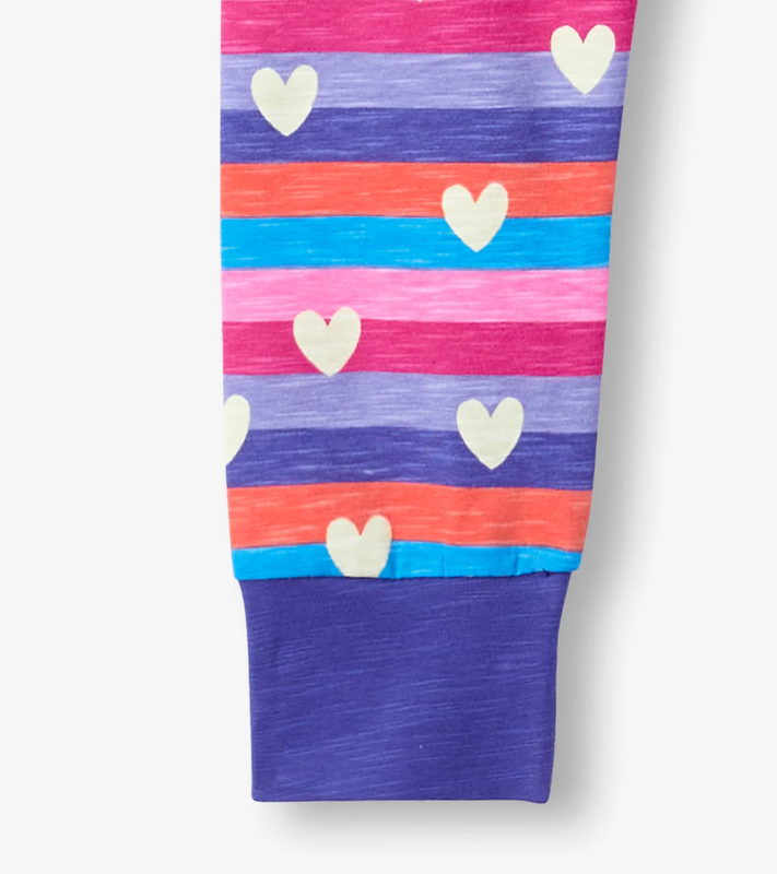 Hatley Hatley Pajama Set Stripes and Hearts Rose Violet