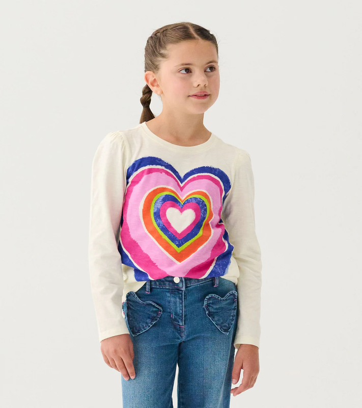Hatley Hatley Graphic Tee L/S Layered Hearts Cami Lace