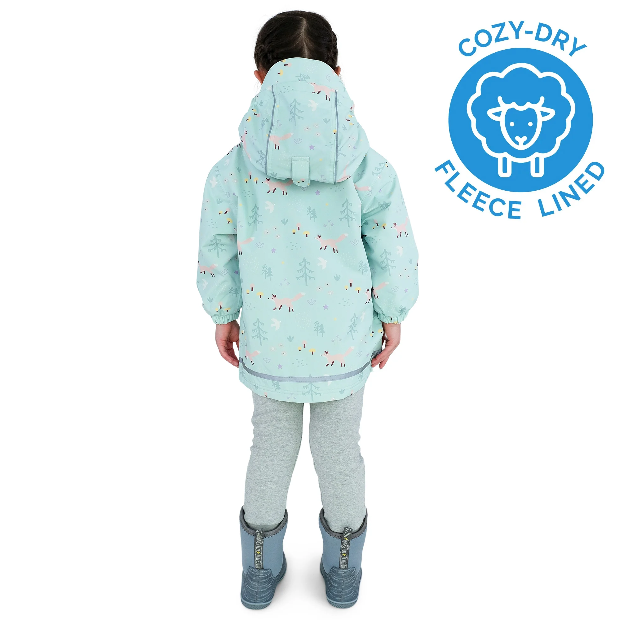 Jan & Jul Jan & Jul Fleece Lined Rain Jacket Minty Forest