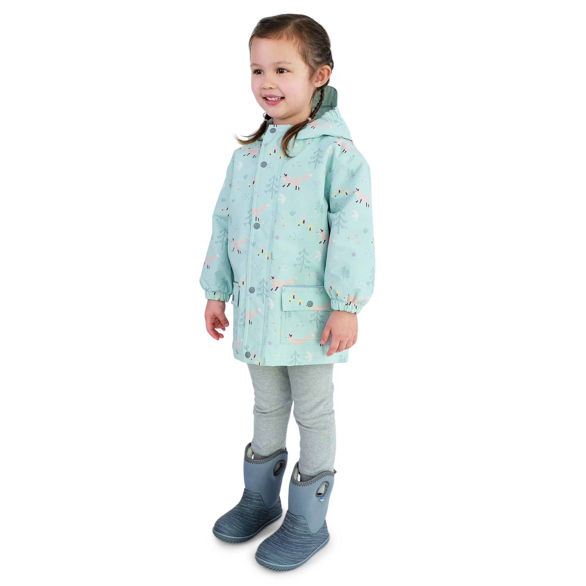 Jan & Jul Jan & Jul Fleece Lined Rain Jacket Minty Forest