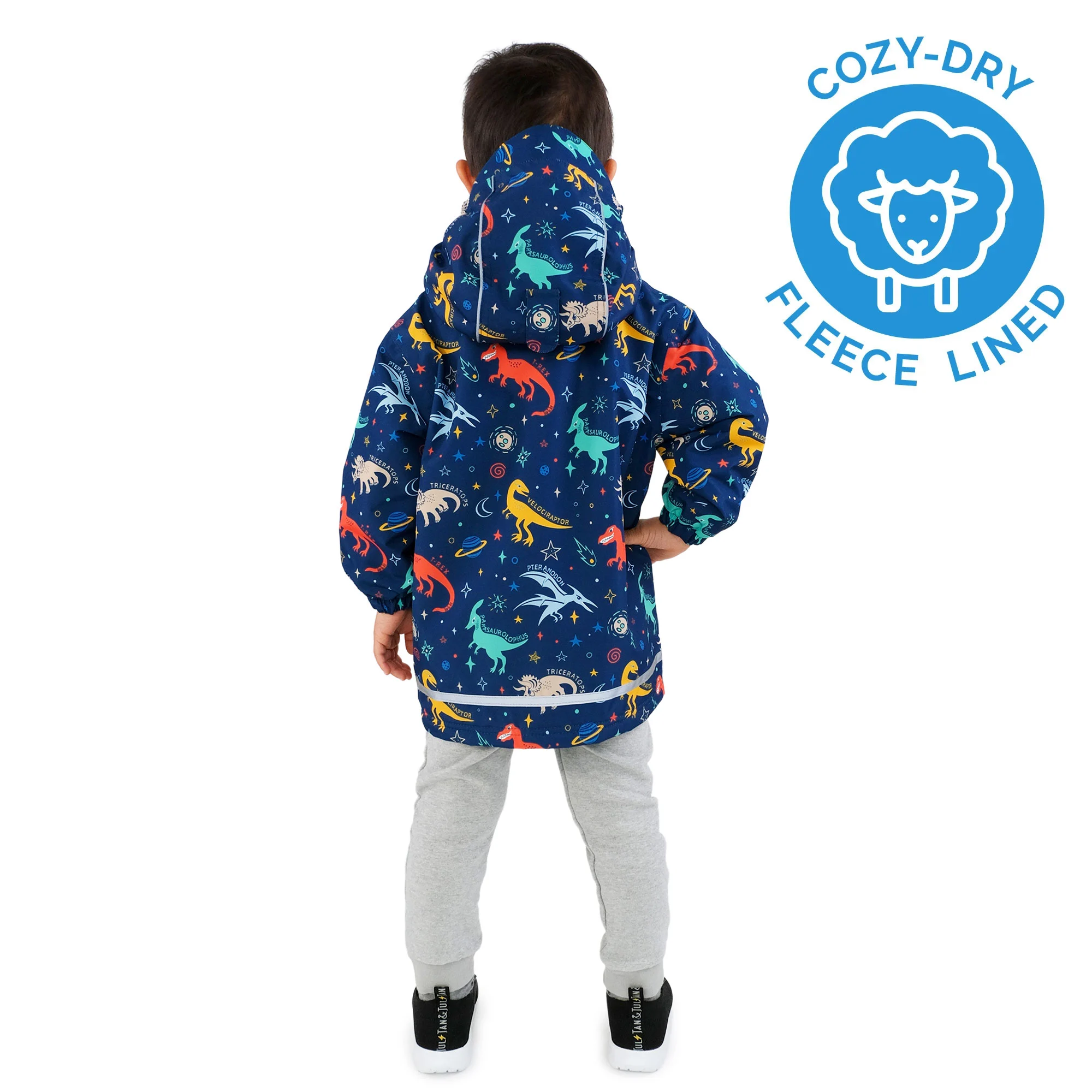 Jan & Jul Jan & Jul Fleece Lined Rain Jacket Space Dinos