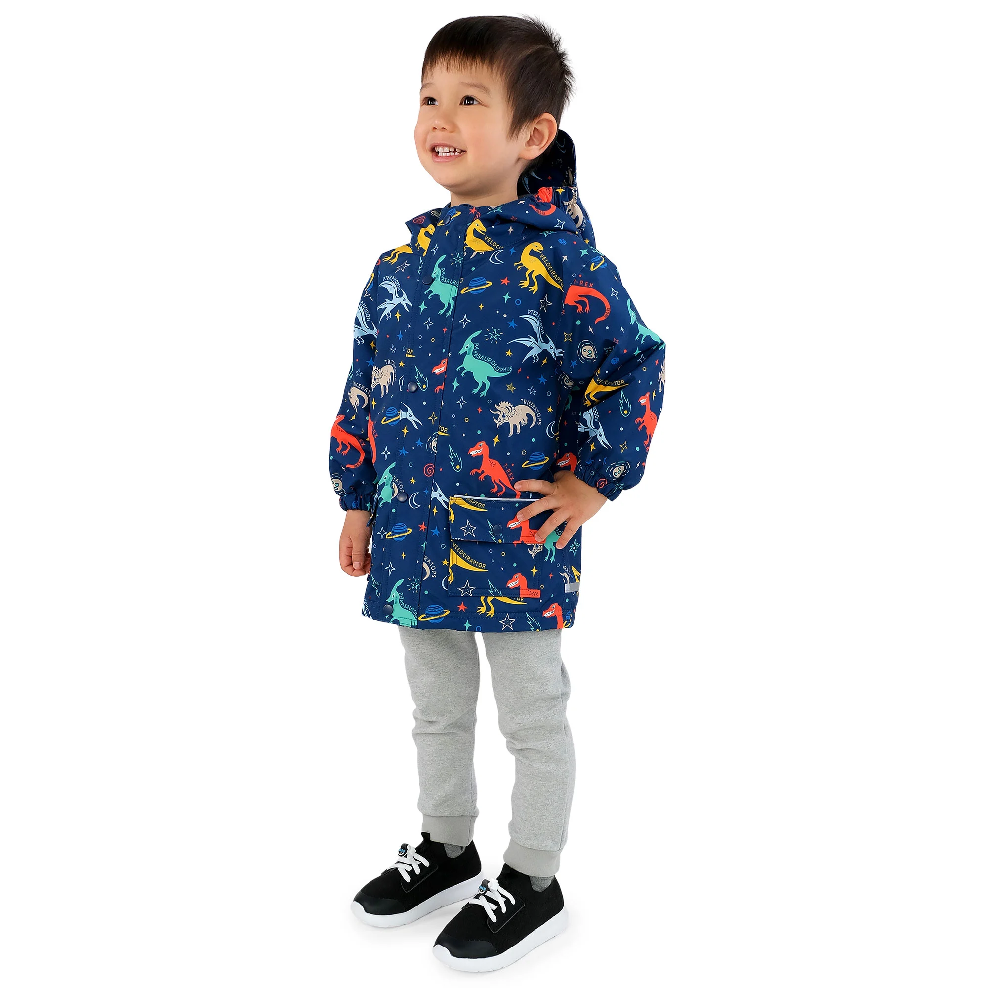 Jan & Jul Jan & Jul Fleece Lined Rain Jacket Space Dinos