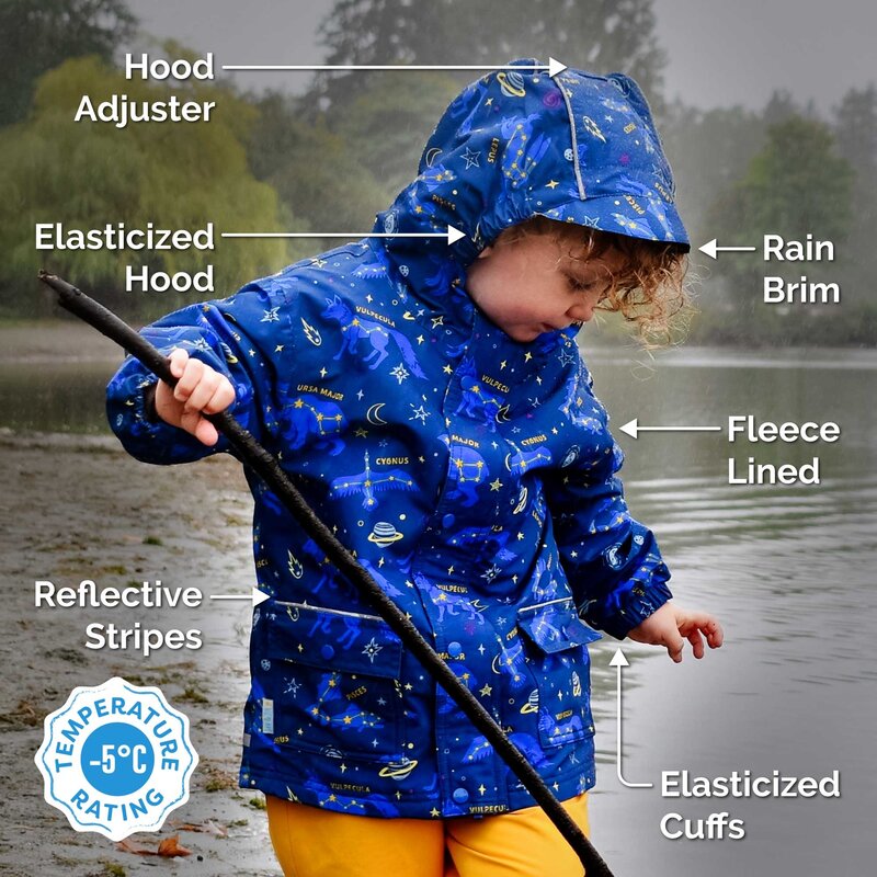 Jan & Jul Jan & Jul Fleece Lined Rain Jacket Space Dinos