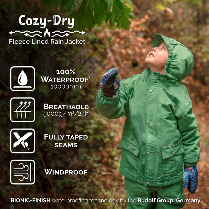 Jan & Jul Jan & Jul Fleece Lined Rain Jacket Space Dinos