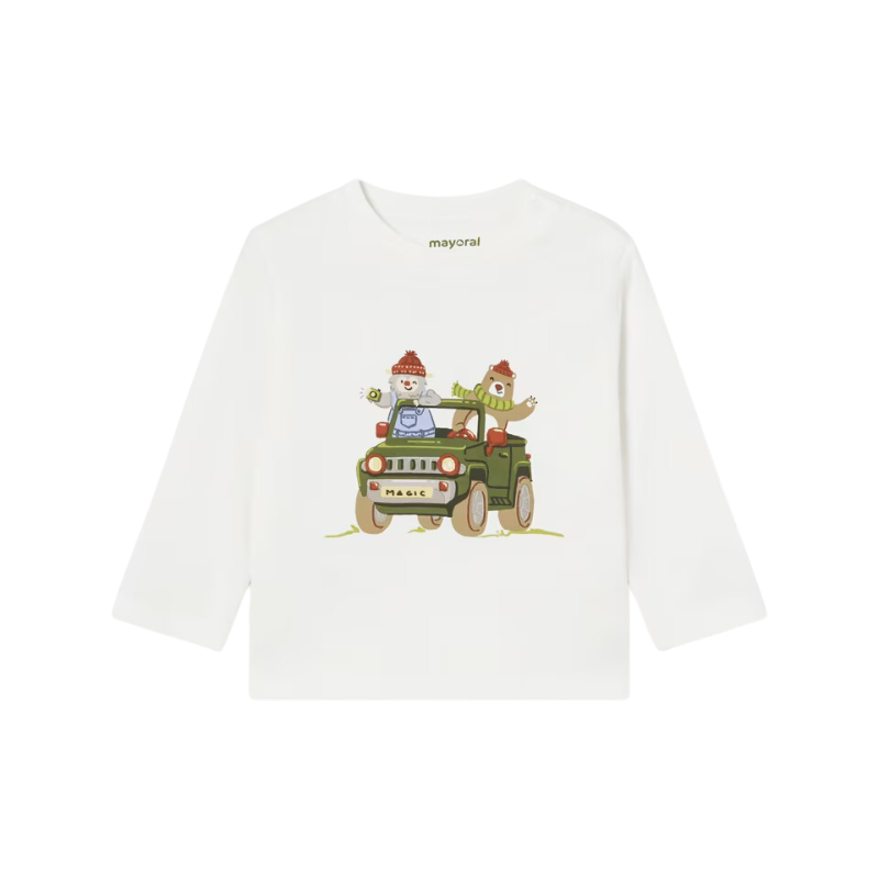 Mayoral Mayoral L/S Top Car & Animals Cream