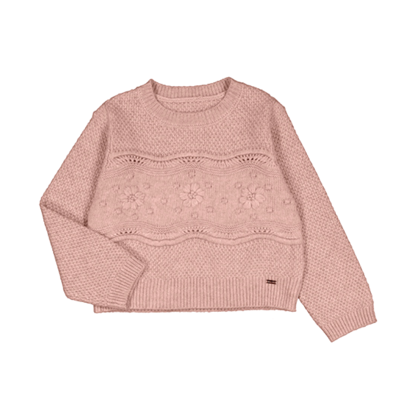 Mayoral Mayoral Sweater Floral Trim Rose