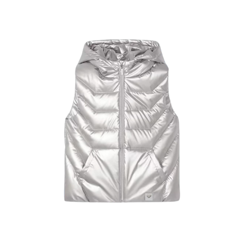 Mayoral Mayoral Vest Hooded Puffer White Gold