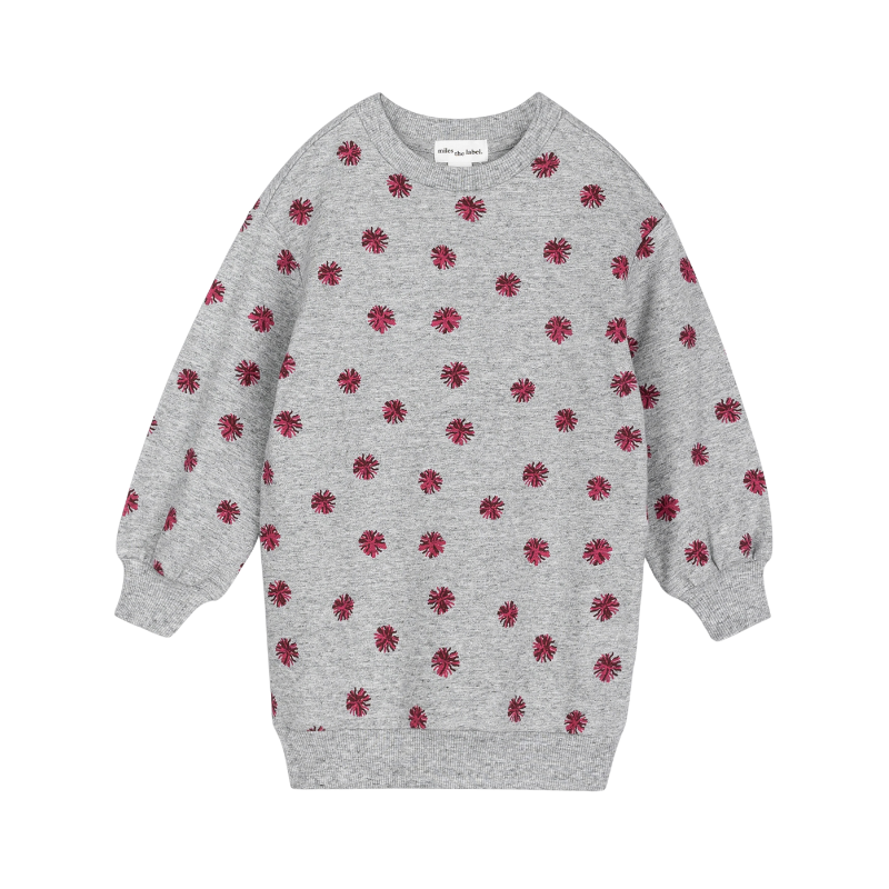 Miles Label Miles Sweater Dress Rose Print Heather Grey