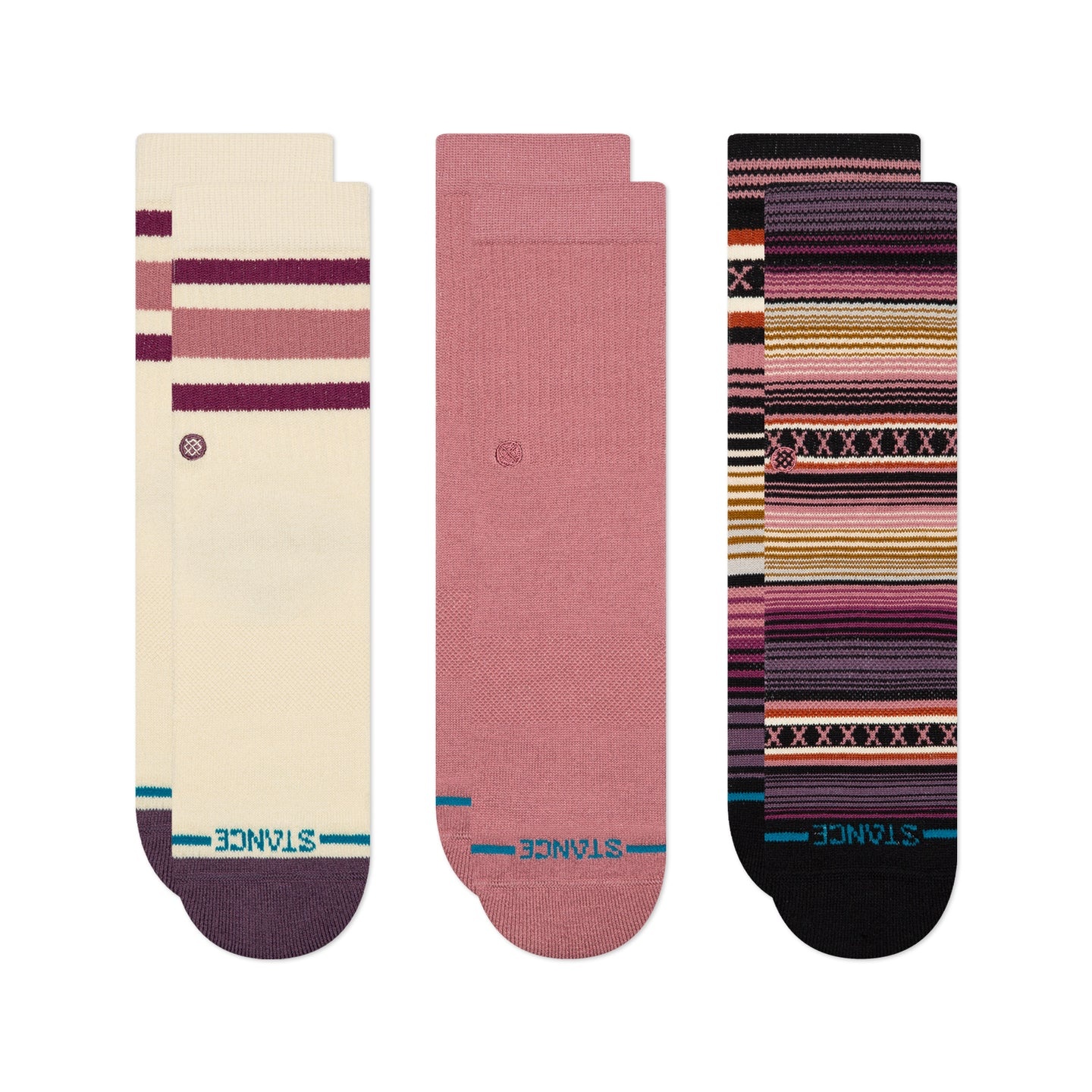 Stance Stance KD Icon Mixed Crew 3Pk Dusty Rose