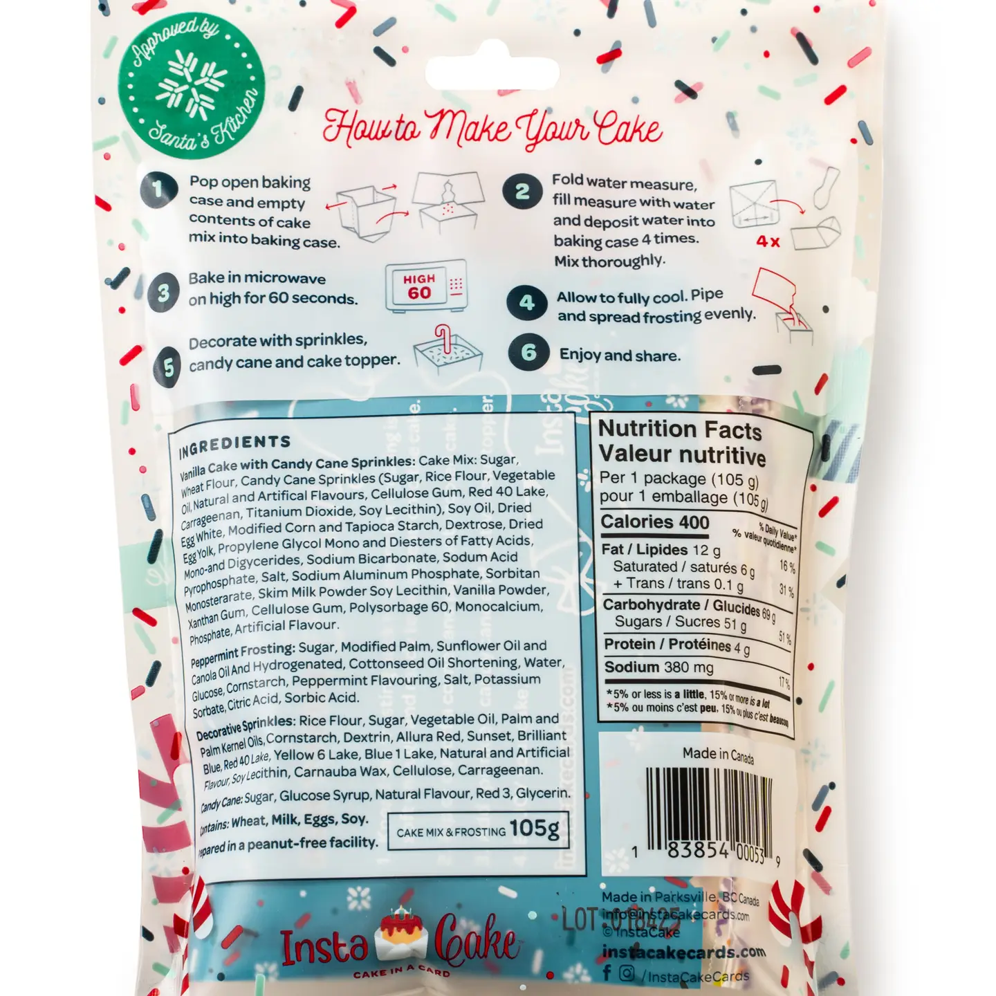 InstaCake Cards InstaCake Cards Holiday Candy Cane Cake Kit w/ Candy Cane Frosting