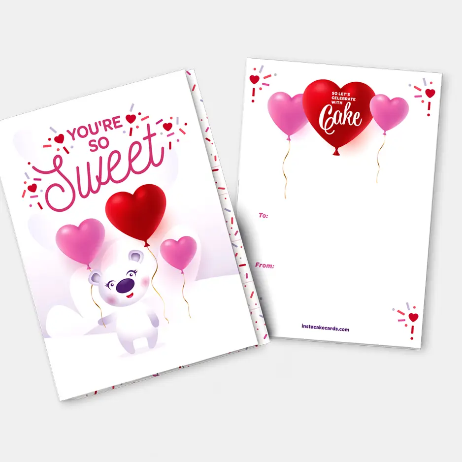 InstaCake Cards InstaCake Cards You're So Sweet Card w Heart Sprinkles