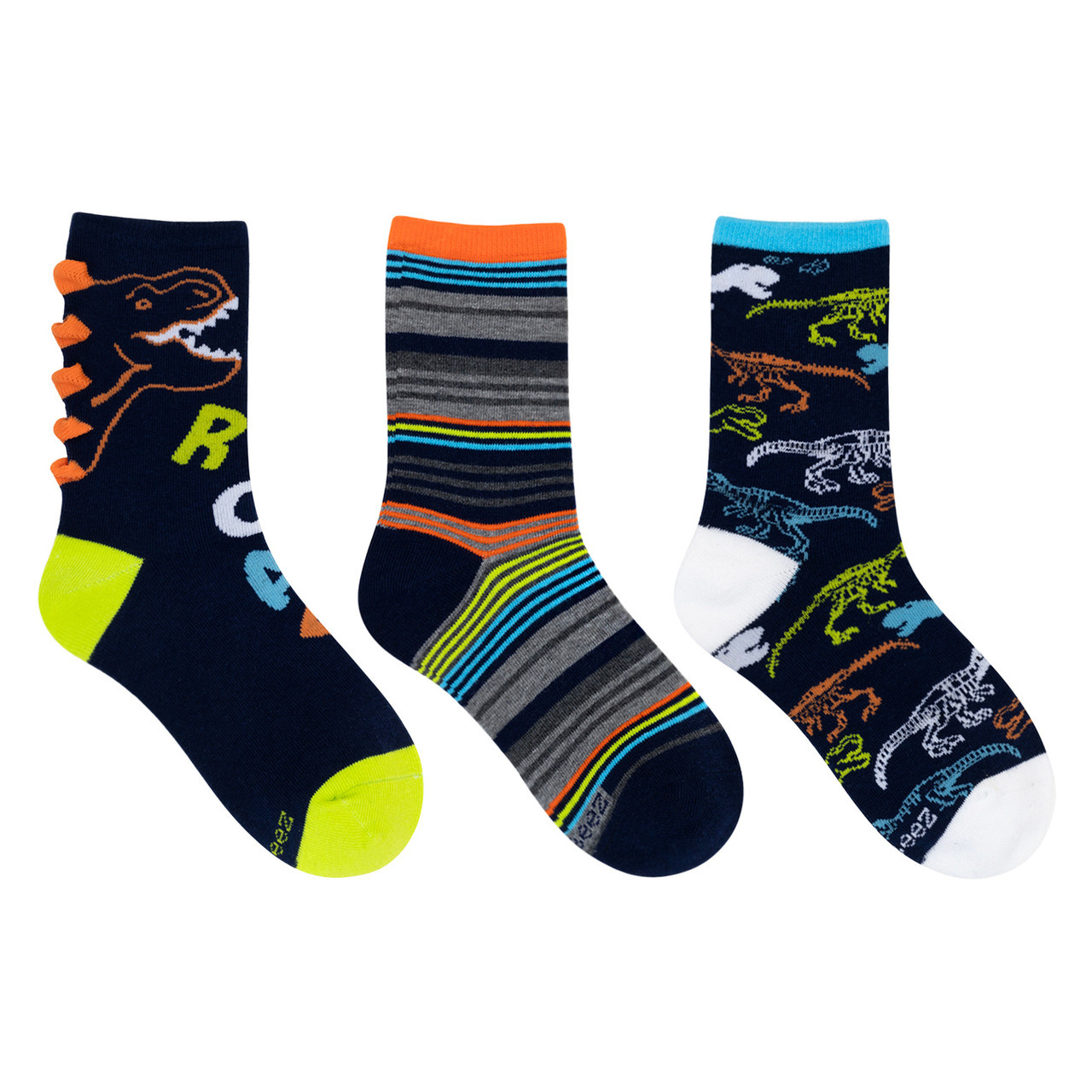 Robeez Robeez Kids Socks Crew 3pk Roaring Dino