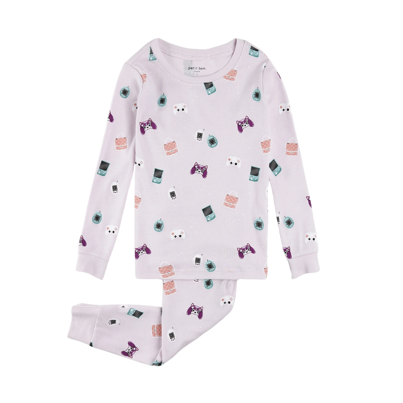 Petit Lem Petit Lem 2pc LS Pajamas Gamer Light Purple