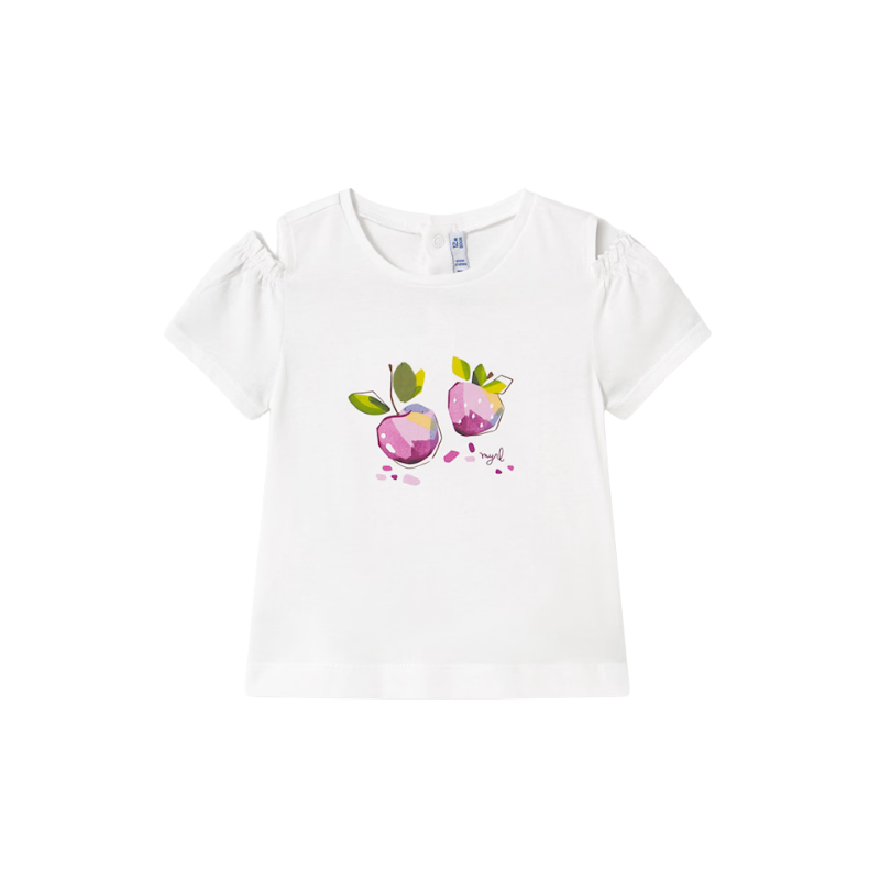 Mayoral Mayoral T-Shirt Fruit Print White/Mauve