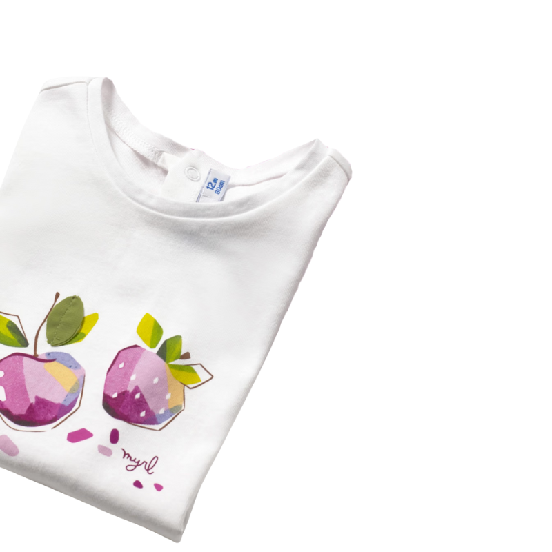 Mayoral Mayoral T-Shirt Fruit Print White/Mauve