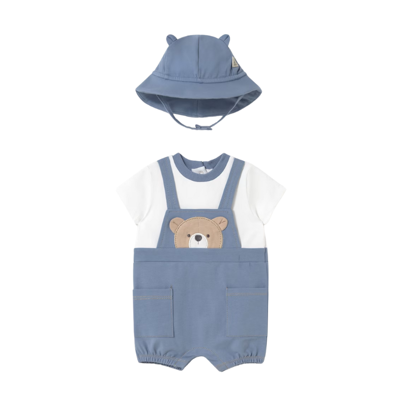 Mayoral Mayoral Dungaree W/ Hat Riviera Blue