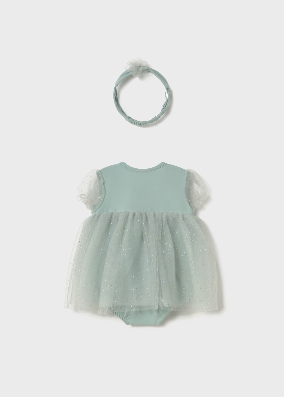 Mayoral Mayoral Tulle Bodysuit Dress W/ Headband Set Jade