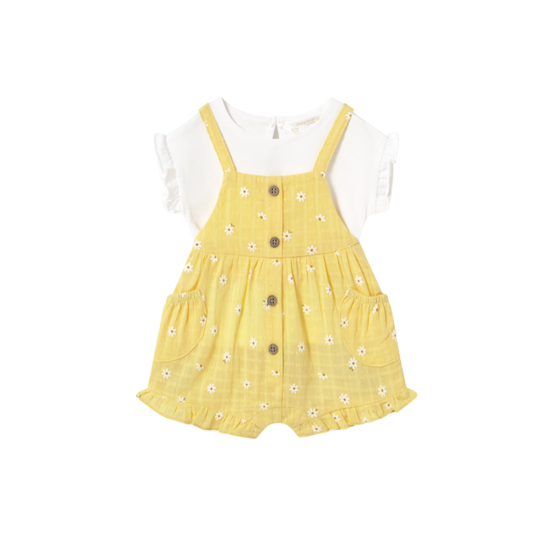 Mayoral Mayoral Overall/T-Shirt Set AOP Daisies Sunny