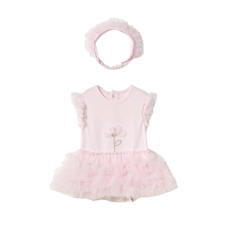Mayoral Mayoral 2Pc Tutu/Headband Set Pink Flower