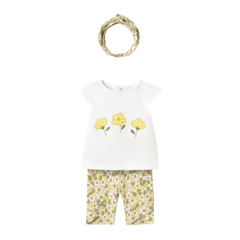 Mayoral Mayoral Legging Set W/Headband Floral Sunny Yellow