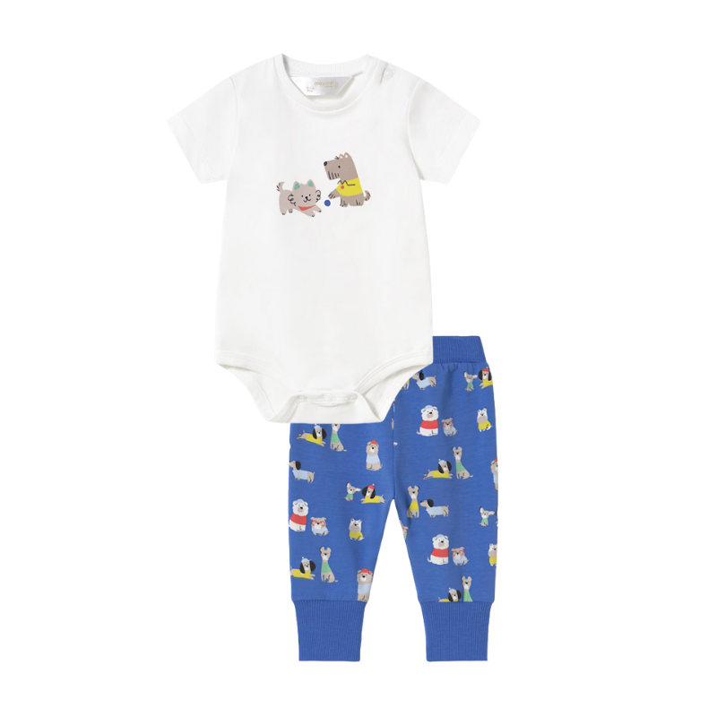 Mayoral Mayoral 2pc Shirt/Pants Set Dogs Klein Blue