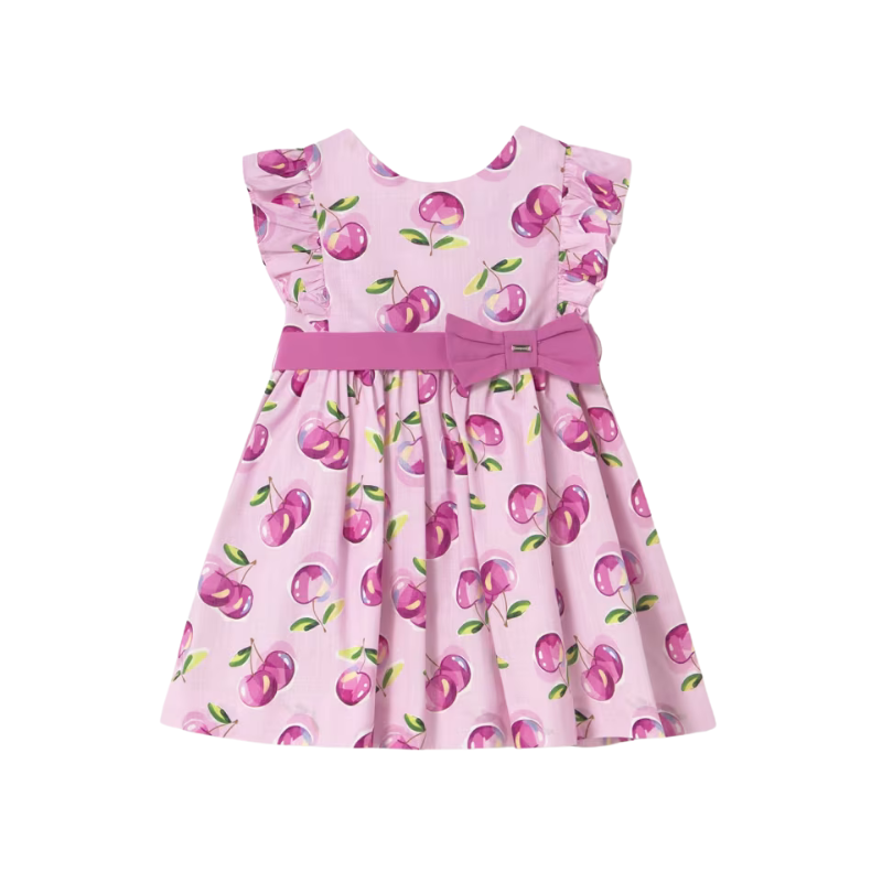 Mayoral Mayoral Printed Dress Patterned Cherries Mauve