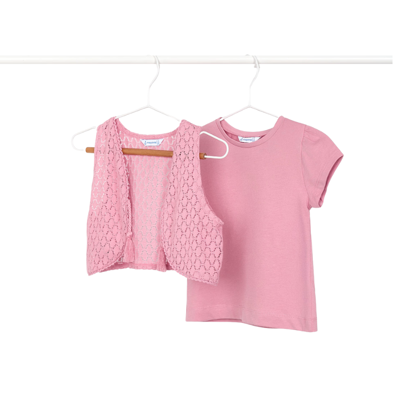 Mayoral Mayoral S/S Shirt W/ Vest Rose