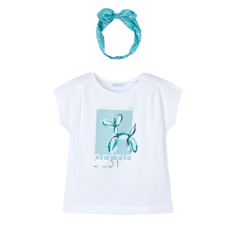 Mayoral Mayoral T-Shirt S/S W/Headband White Emerald
