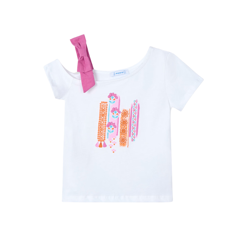 Mayoral Mayoral Asymmetric S/S T-Shirt White/Orchid