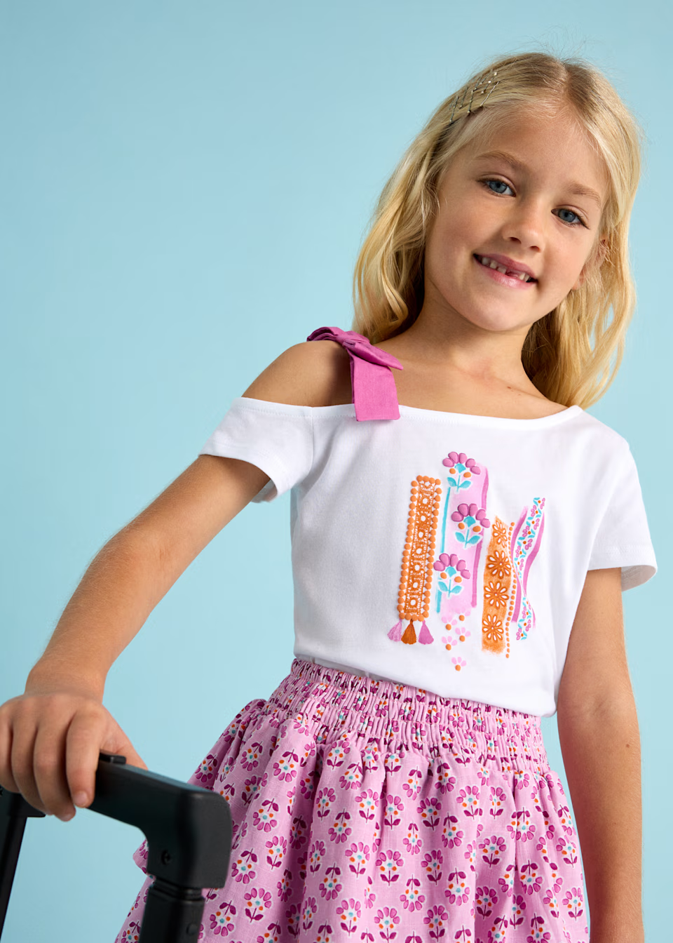 Mayoral Mayoral Asymmetric S/S T-Shirt White/Orchid