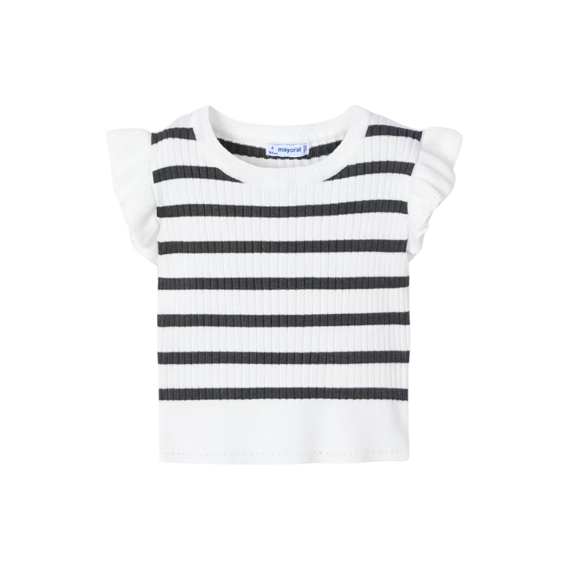 Mayoral Mayoral Ribbed Top Striped White/Charcoal