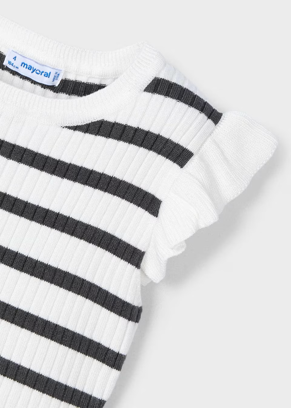 Mayoral Mayoral Ribbed Top Striped White/Charcoal