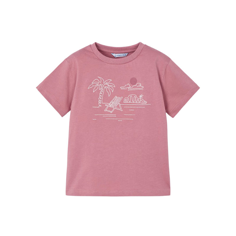 Mayoral Mayoral S/S Embroidered Surf Shirt Guava