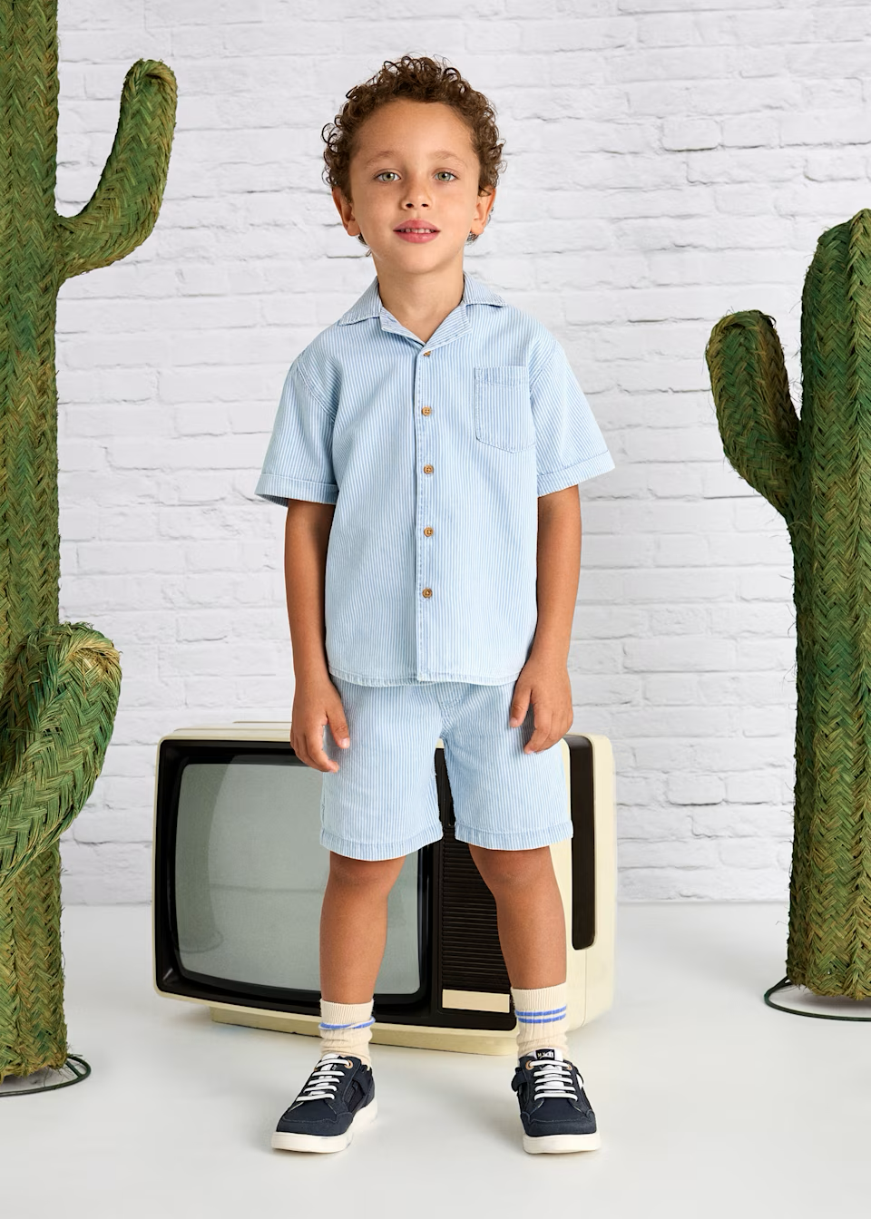 Mayoral Mayoral Denim Bermuda Shorts Blue Stripes