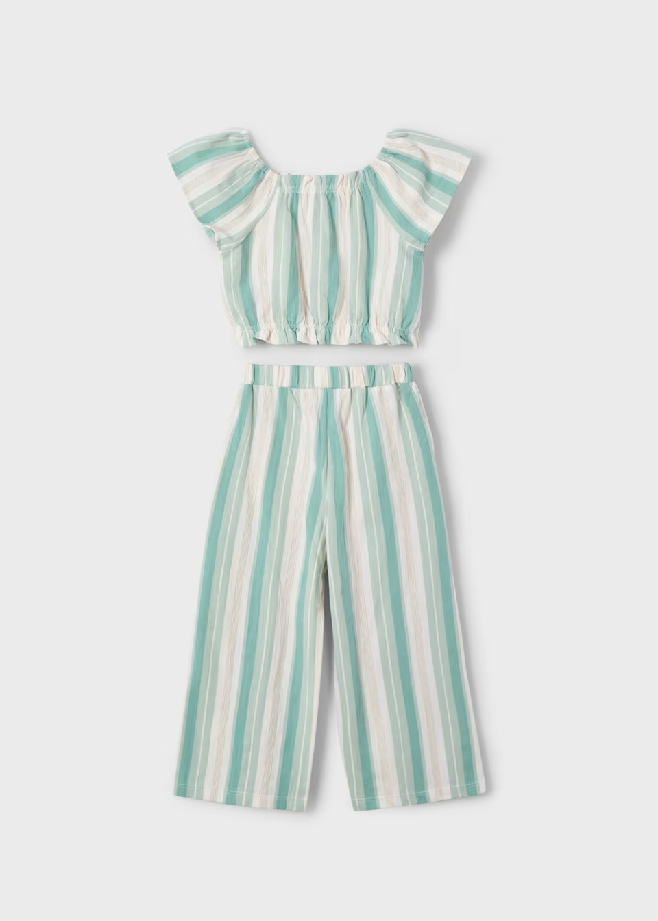 Mayoral Mayoral Striped Long Trousers W/ Shirt Set Jade