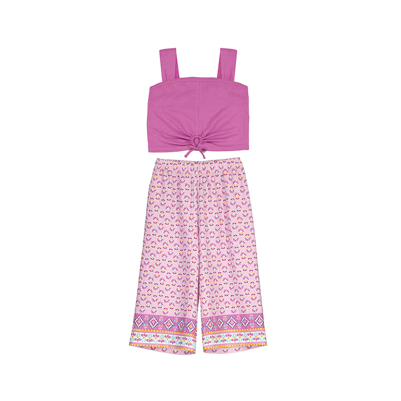 Mayoral Mayoral 2pc Top & Floral Printed Long Trousers Orchid