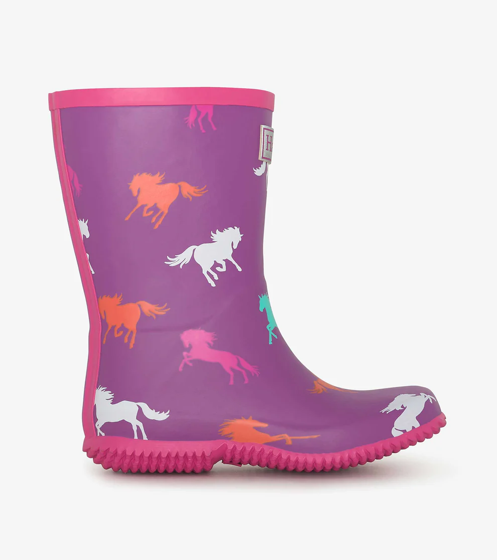 Hatley Hatley Packable Rain Boots Leaping Horses  Hyacinth Violet
