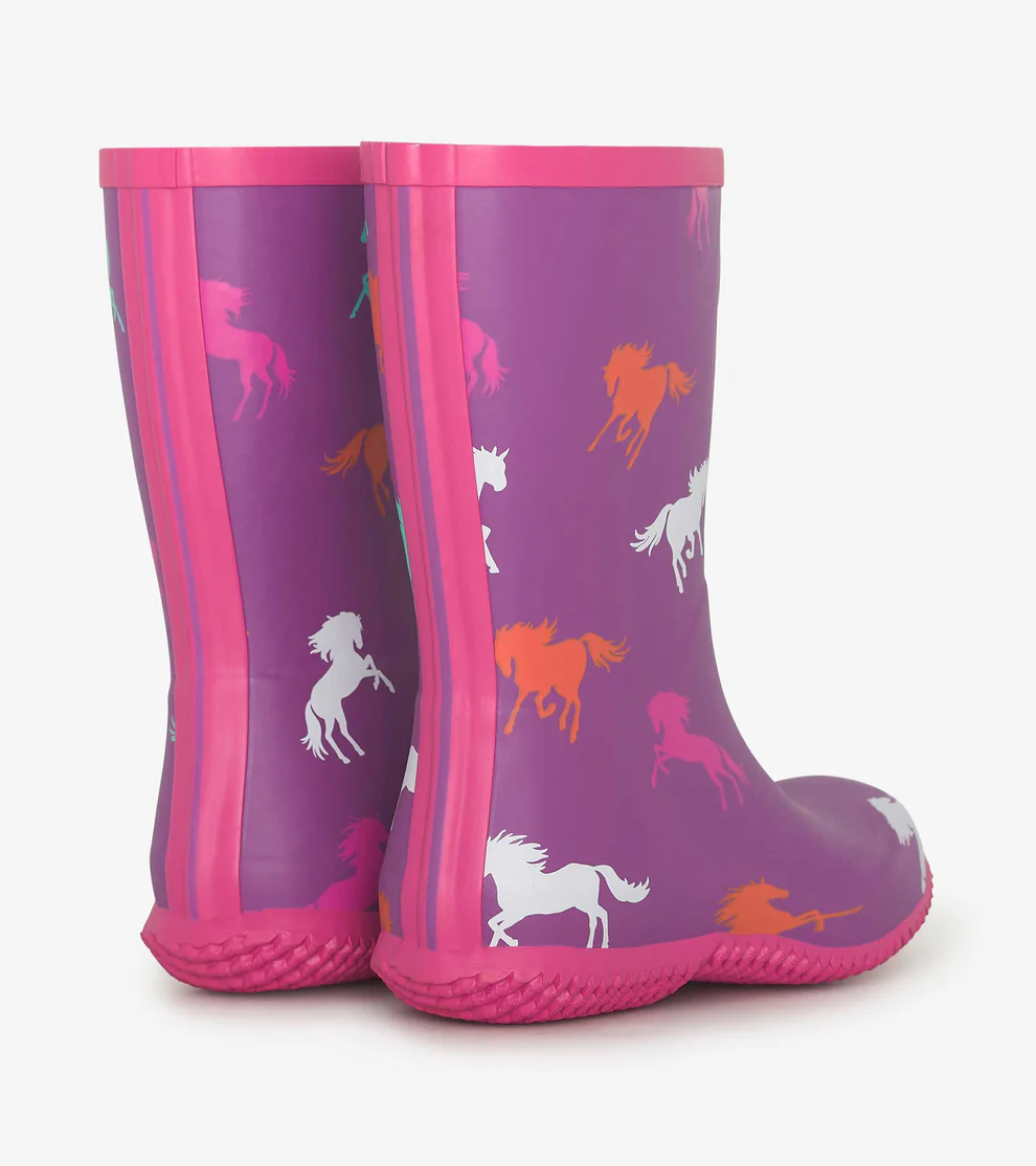 Hatley Hatley Packable Rain Boots Leaping Horses  Hyacinth Violet