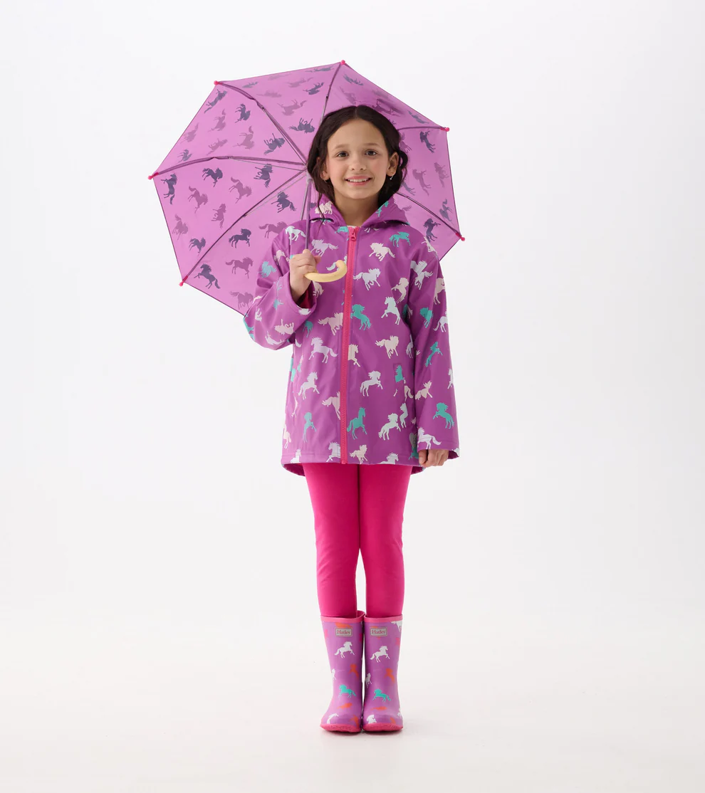 Hatley Hatley Packable Rain Boots Leaping Horses  Hyacinth Violet