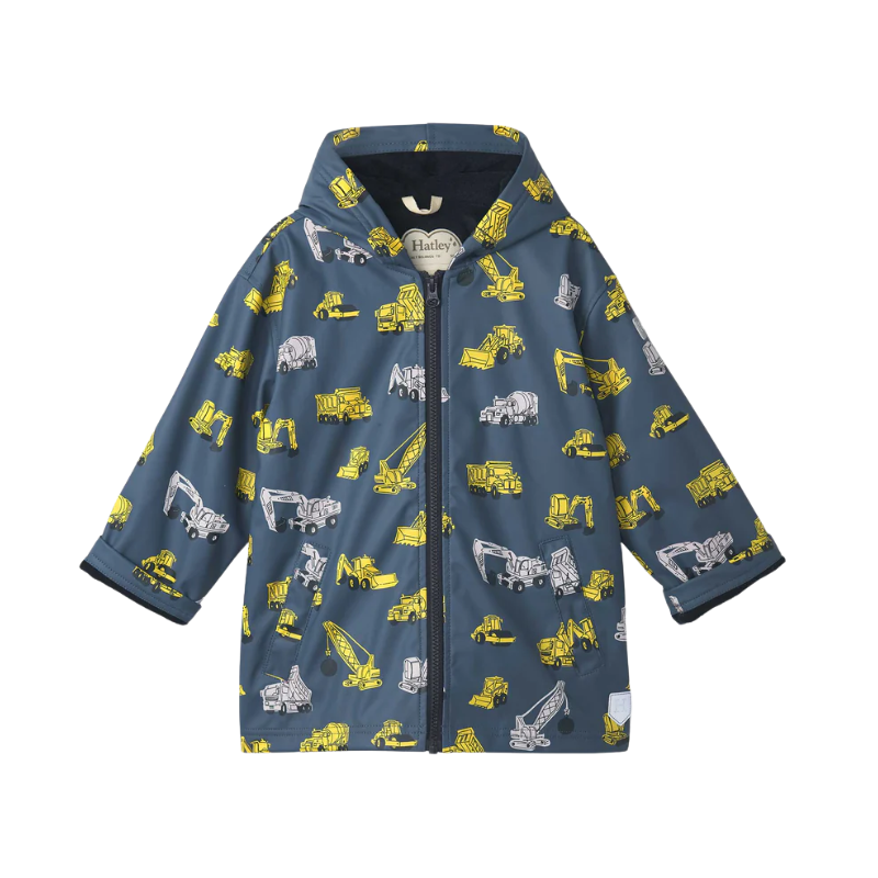 Hatley Hatley Colour Changing Zip Up Rain Jacket Under Construction  Bering Sea