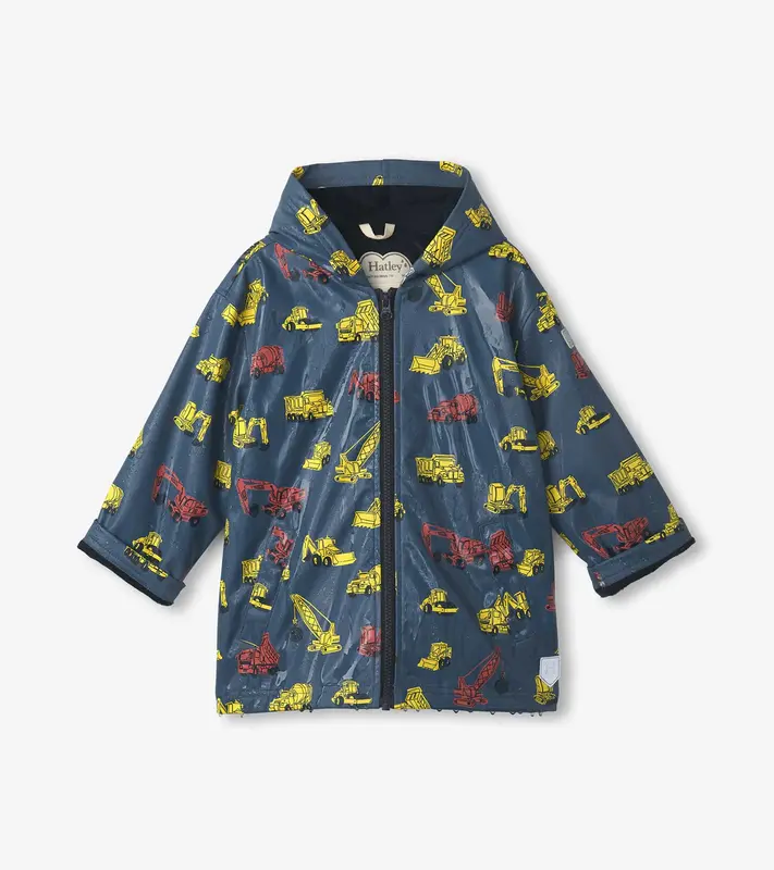 Hatley Hatley Colour Changing Zip Up Rain Jacket Under Construction  Bering Sea
