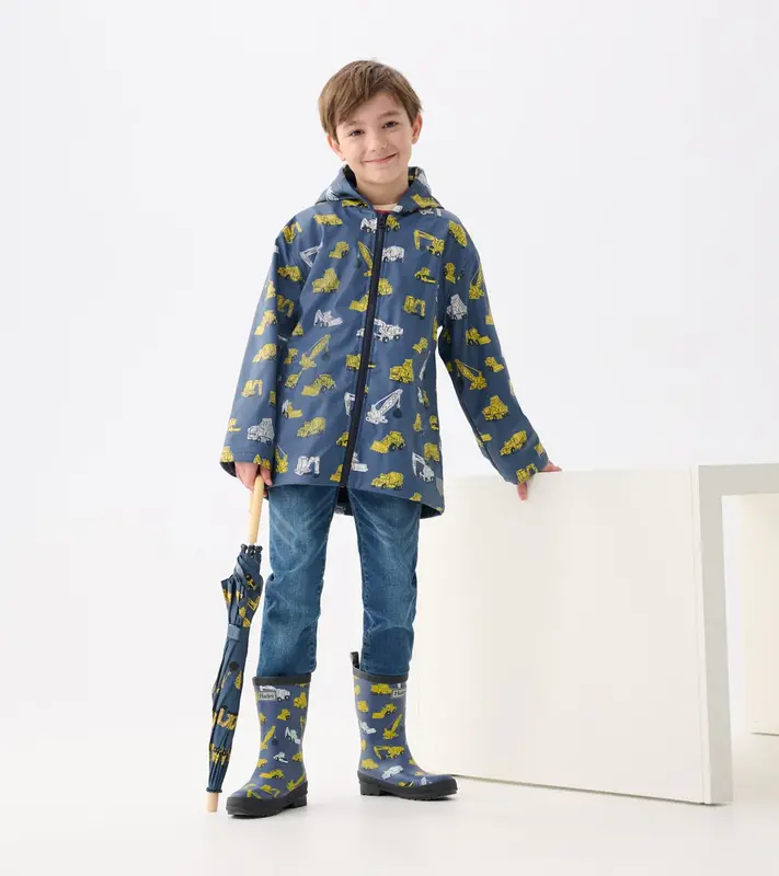 Hatley Hatley Colour Changing Zip Up Rain Jacket Under Construction  Bering Sea