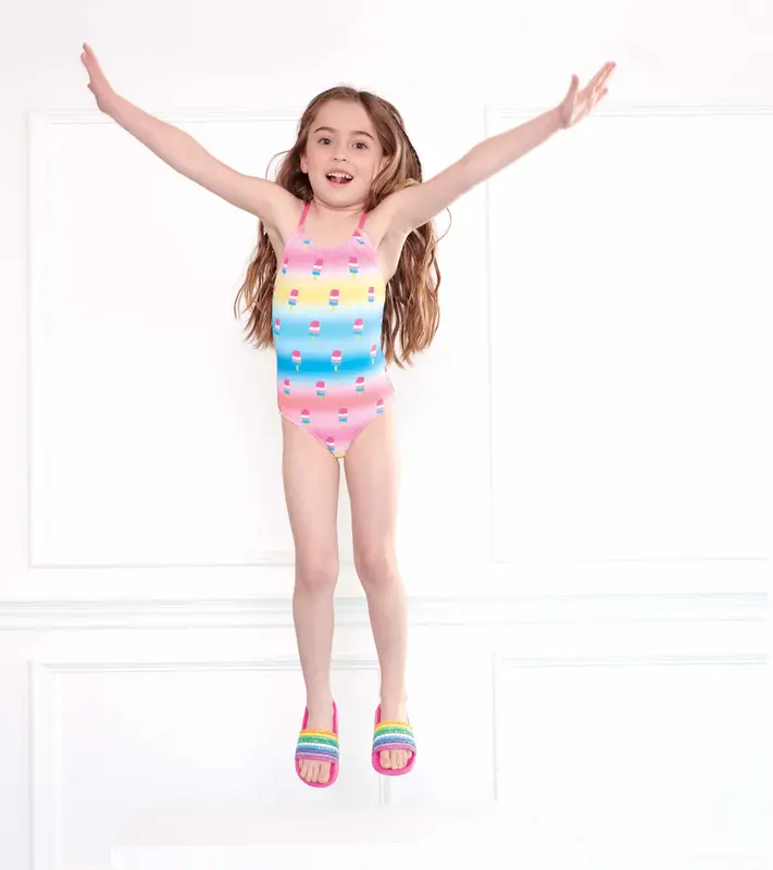 Hatley Hatley Slide On Sandals Over The Rainbow Carmine Rose