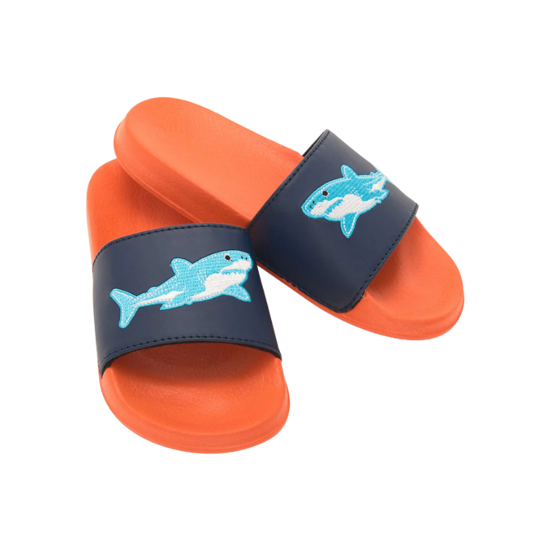 Hatley Hatley Slide On Sandals Shark Carrot