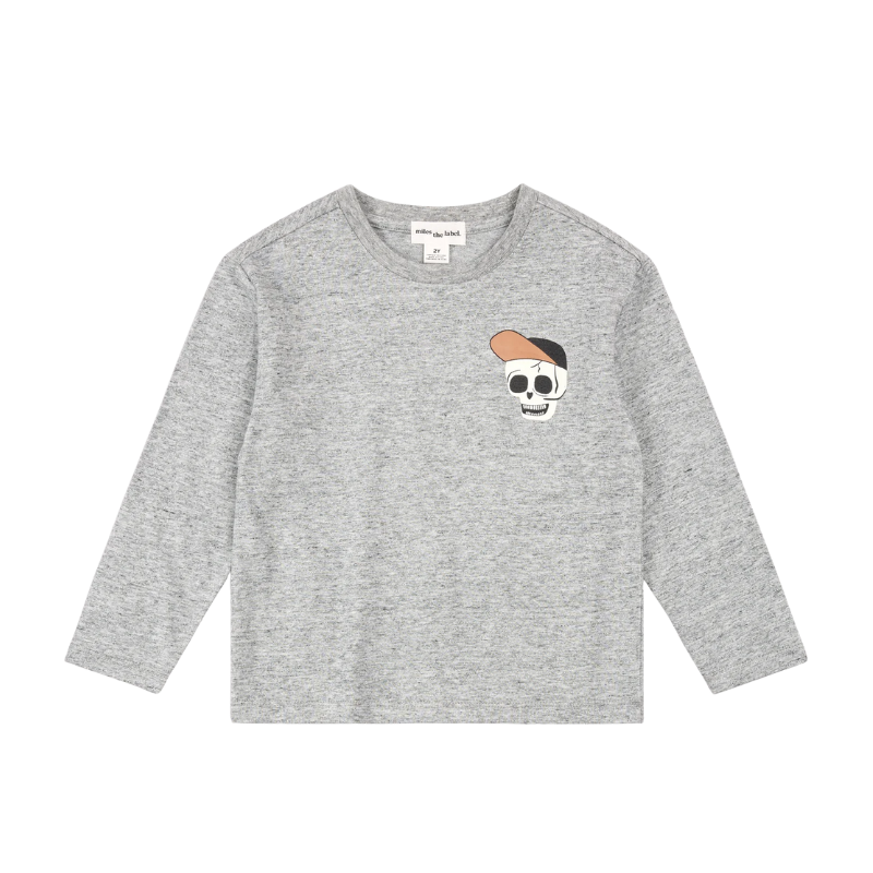 Miles Label Miles Label L/S Knit Top Skeleton Heather Grey Medium