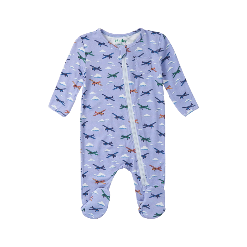 Hatley Hatley Baby Footed Coverall Mini Airplanes Cerulean