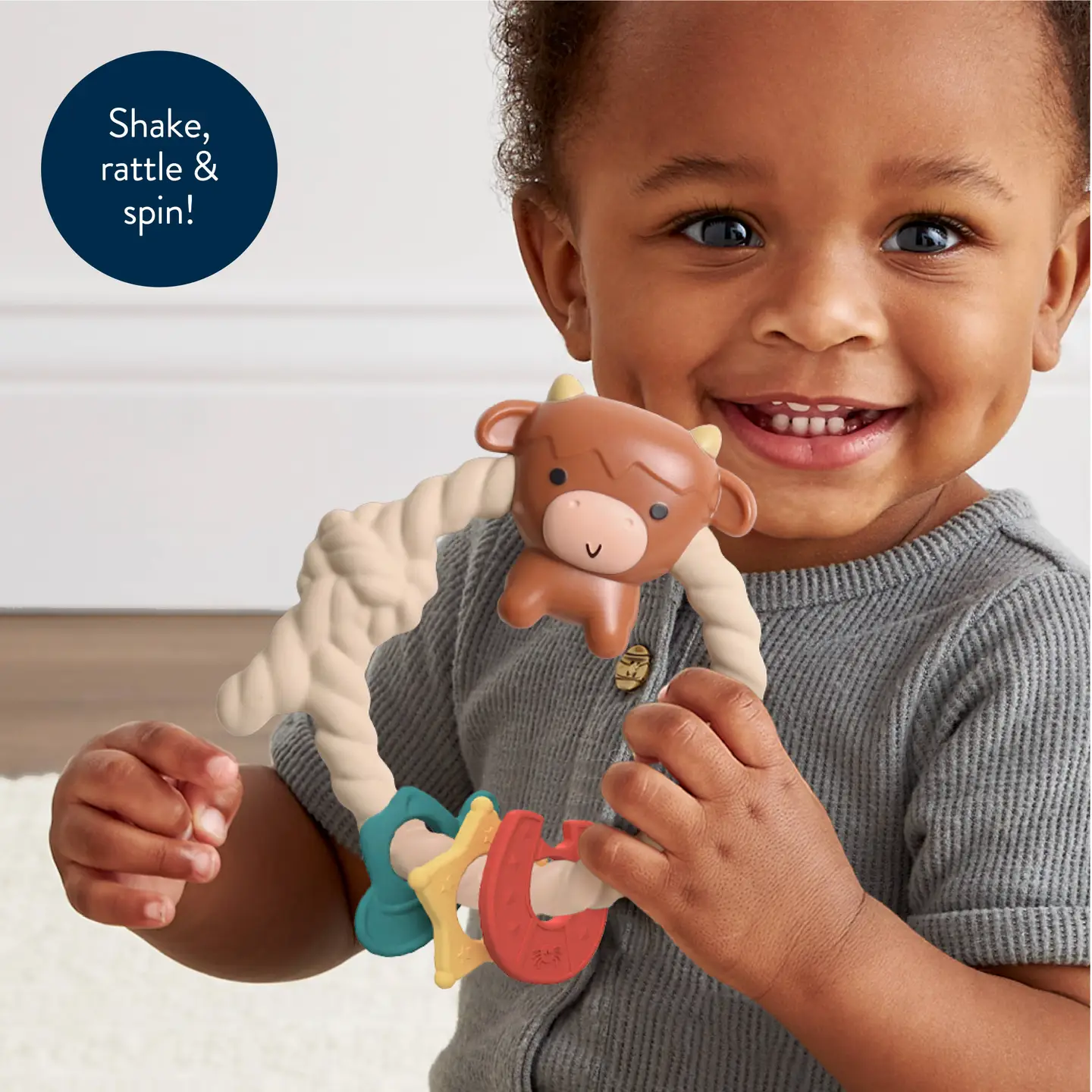 Itzy Ritzy Itzy Ritzy Rattle Silicone Teether Highland Cow 3M+