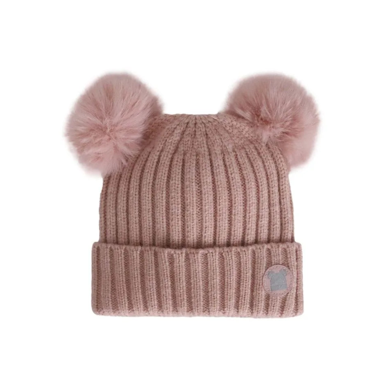 CaliKids Calikids Infant Hat w/Poms Misty Rose