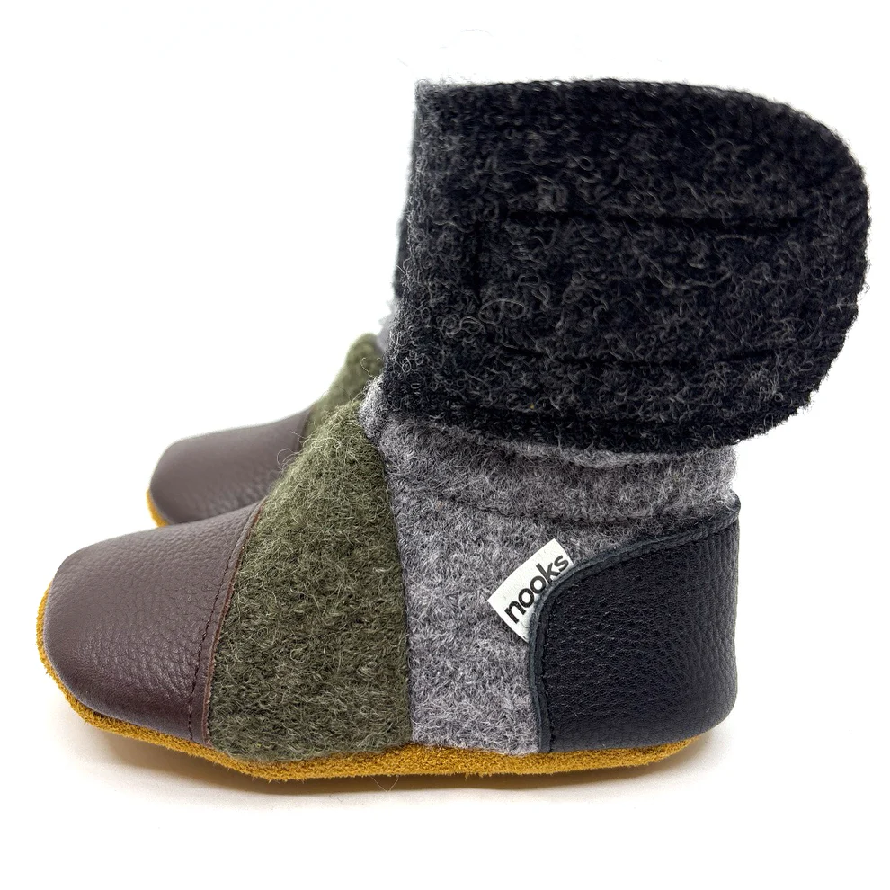 Nooks Nooks Felted Wool Booties Kelp